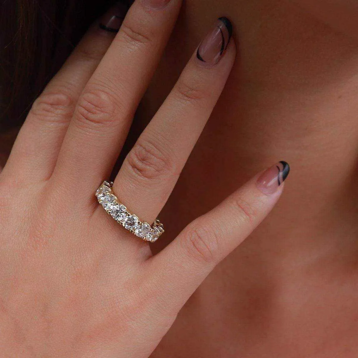 10k Solid Gold 5mm Single Layer Diamond Band Ring