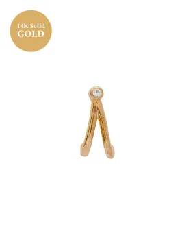 14K Solid Gold Faye Wishbone Single Stud
