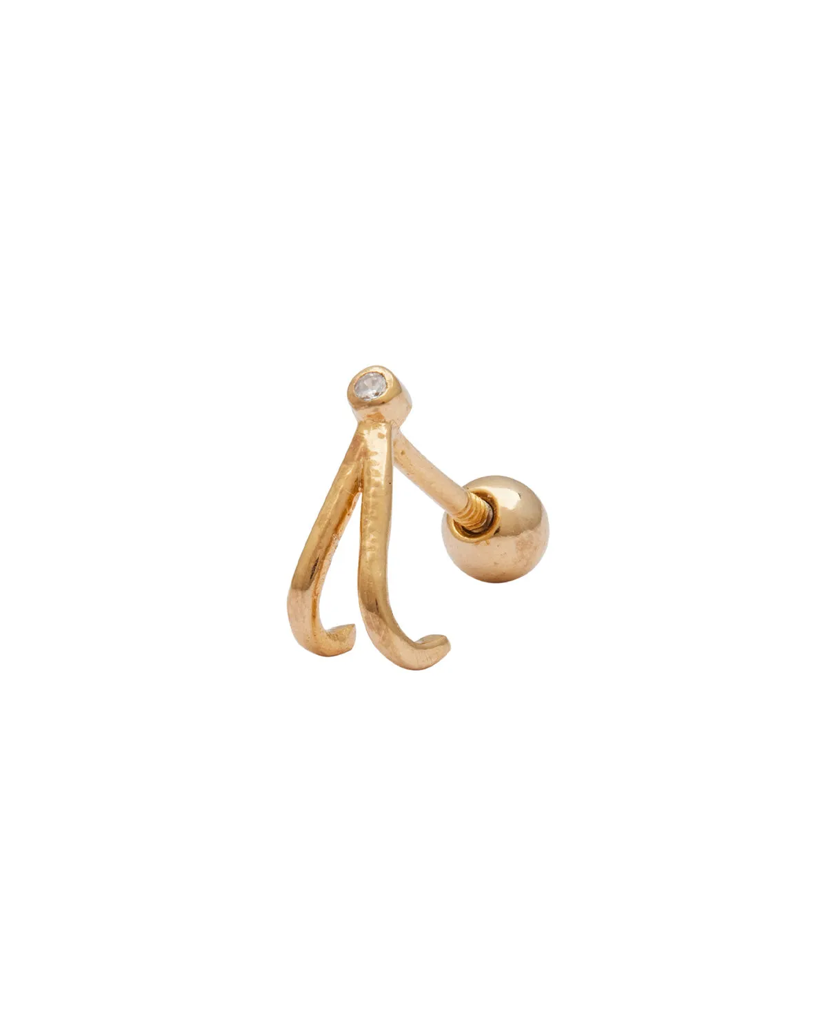 14K Solid Gold Faye Wishbone Single Stud