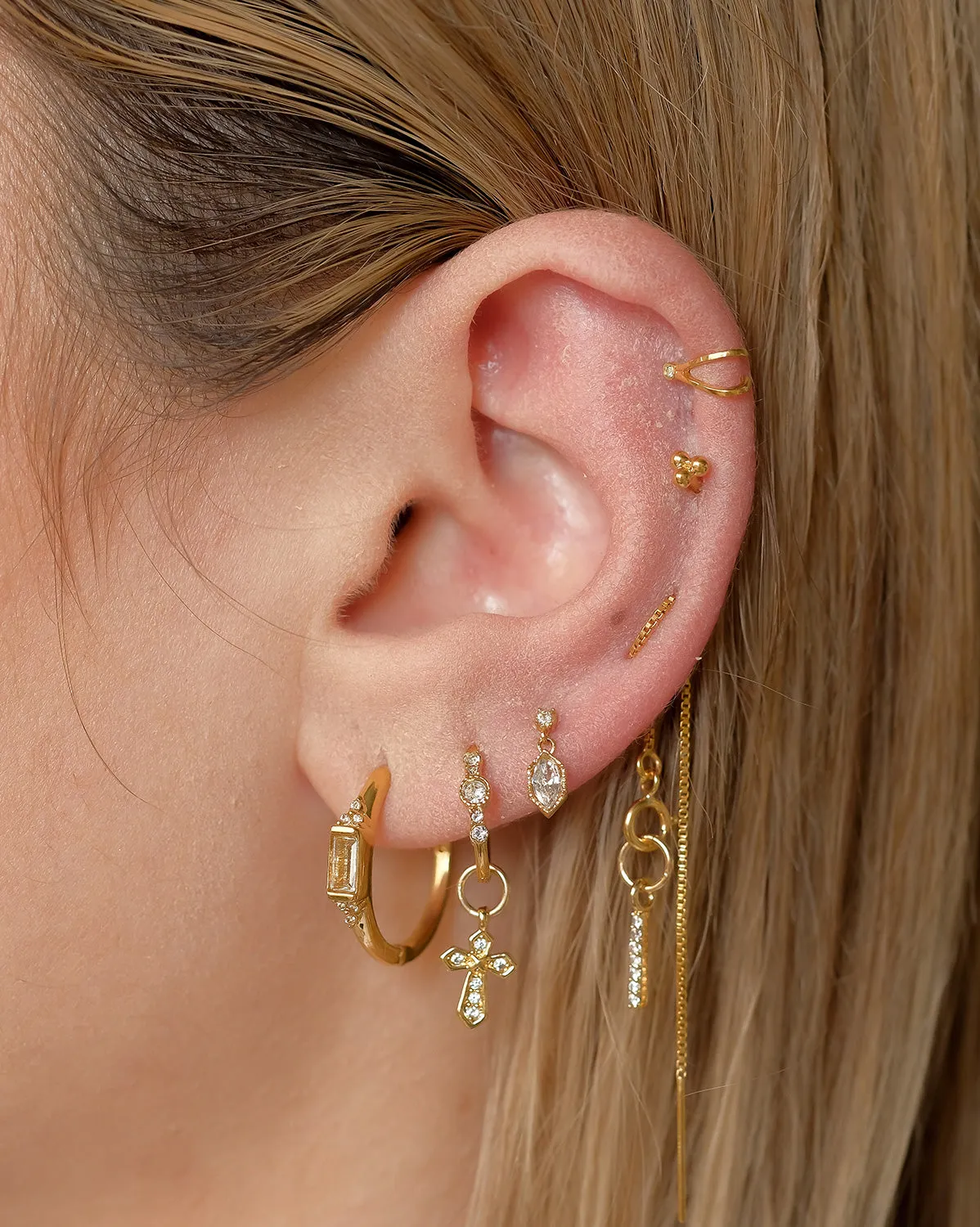 14K Solid Gold Faye Wishbone Single Stud