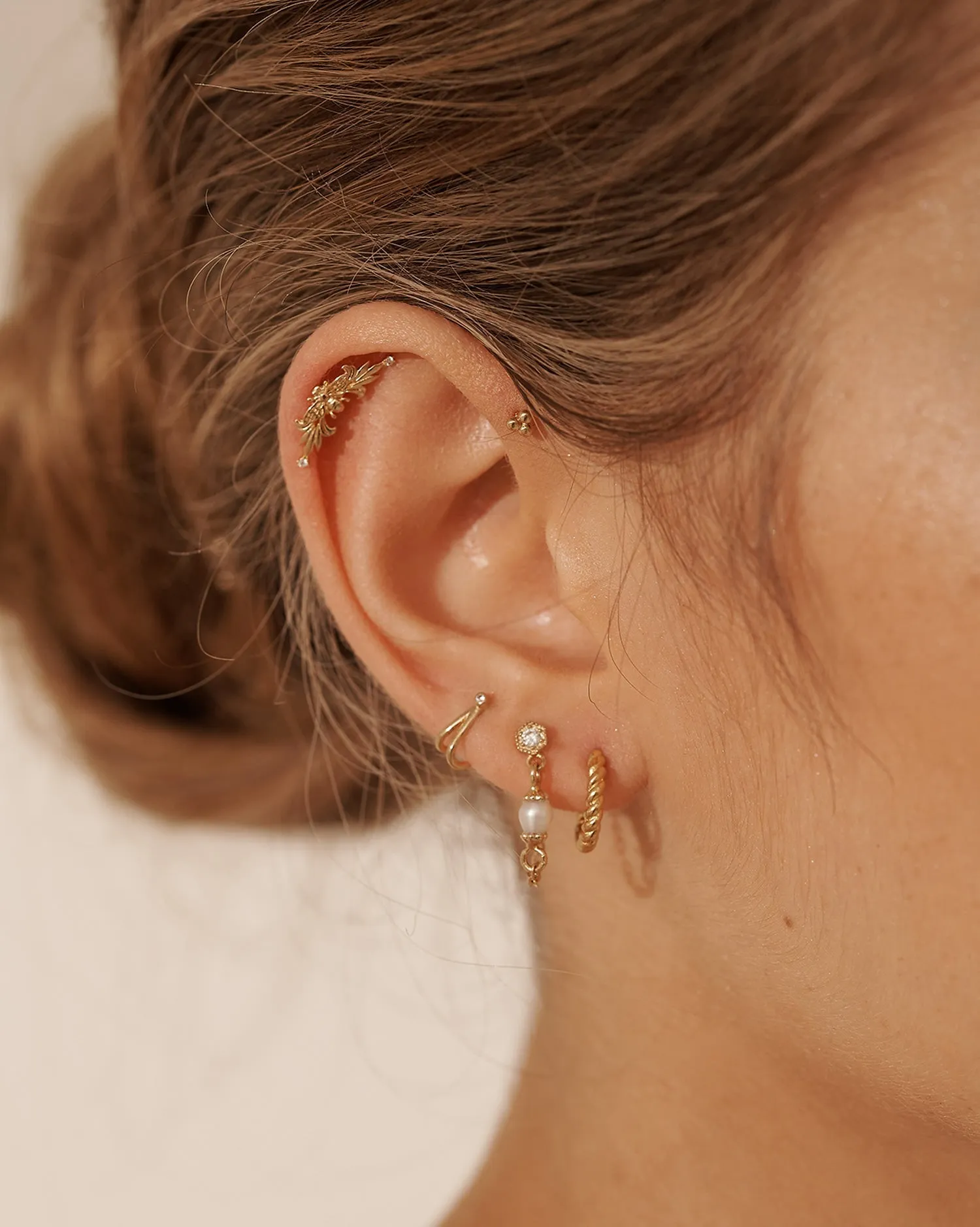 14K Solid Gold Faye Wishbone Single Stud