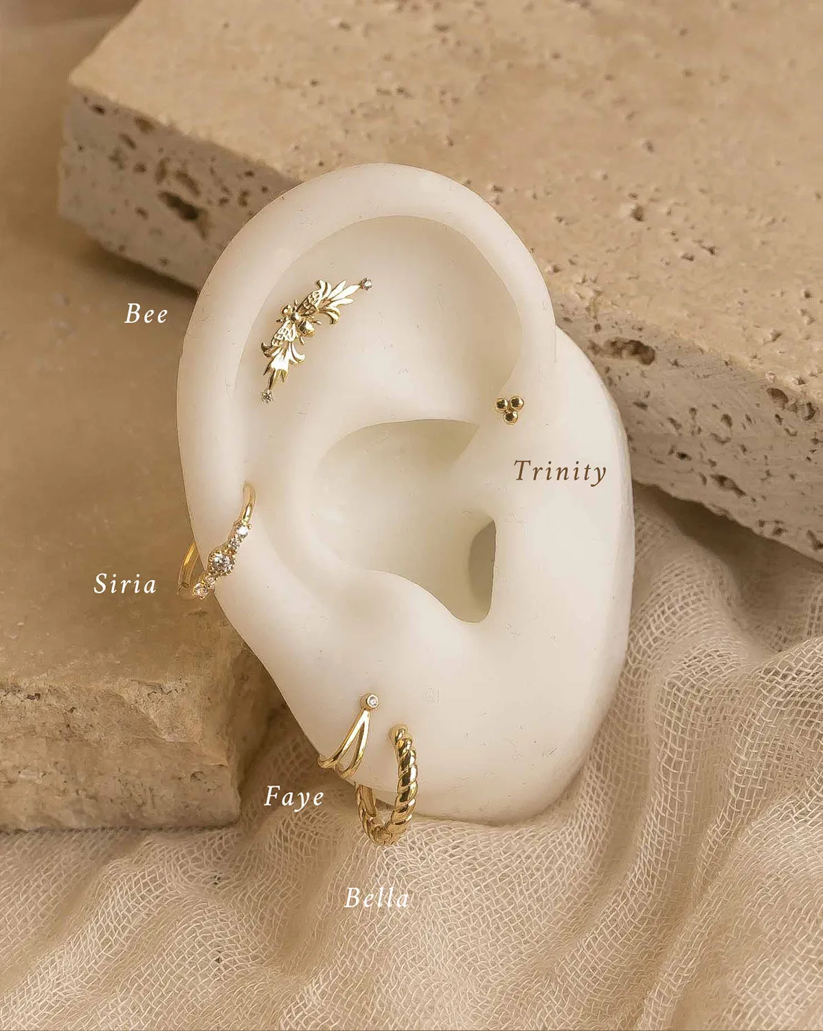 14K Solid Gold Faye Wishbone Single Stud