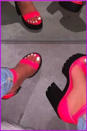 3 Colors Block High Heels Shoes F445