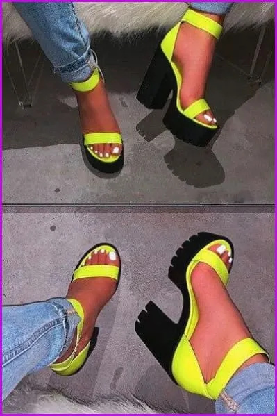 3 Colors Block High Heels Shoes F445