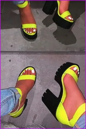 3 Colors Block High Heels Shoes F445