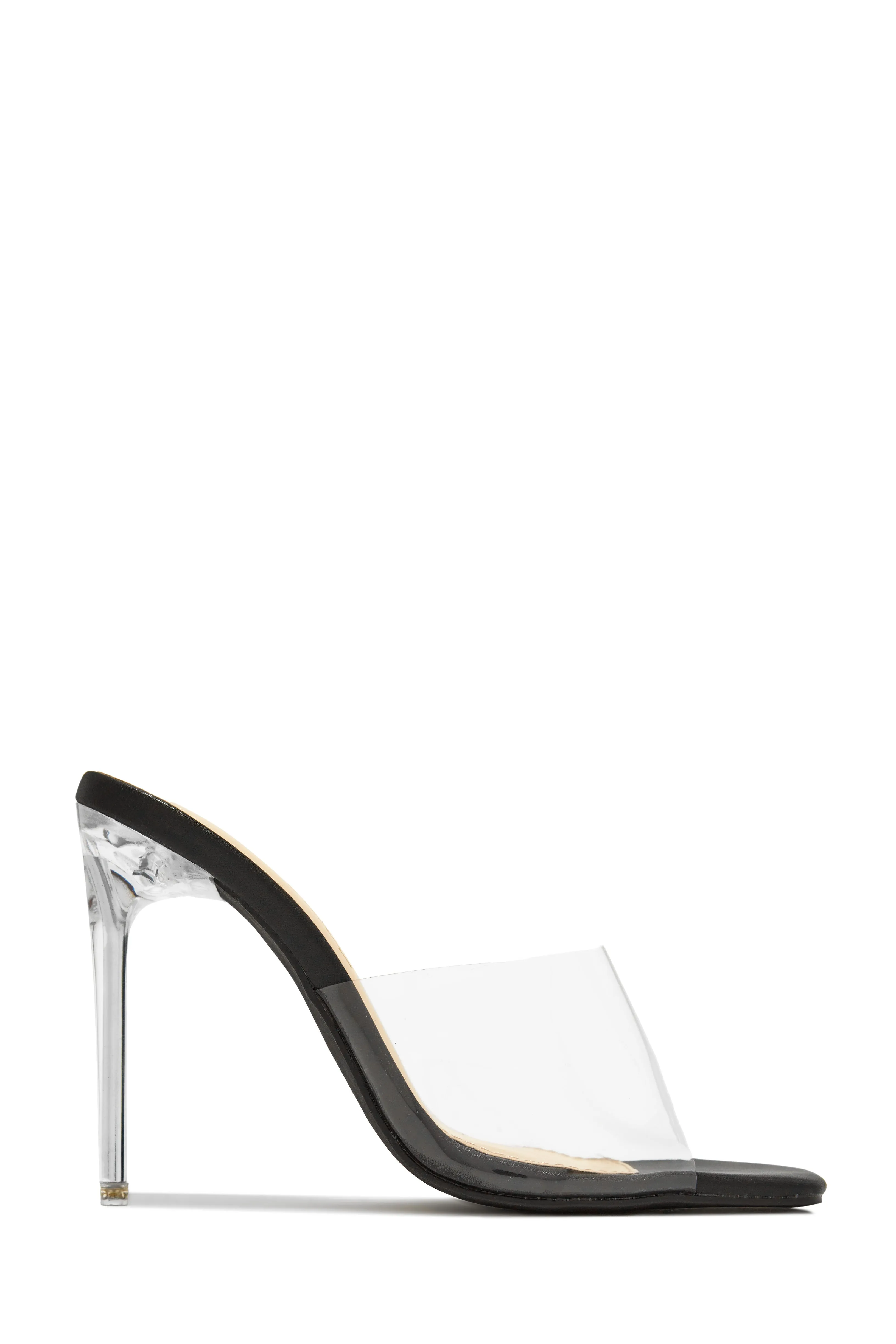 Amerie Clear High Heel Mules - Gold