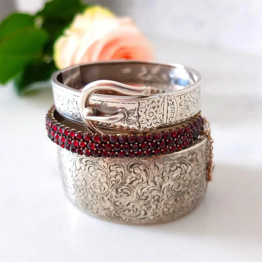 Antique Victorian Garnet Bangle Bracelet
