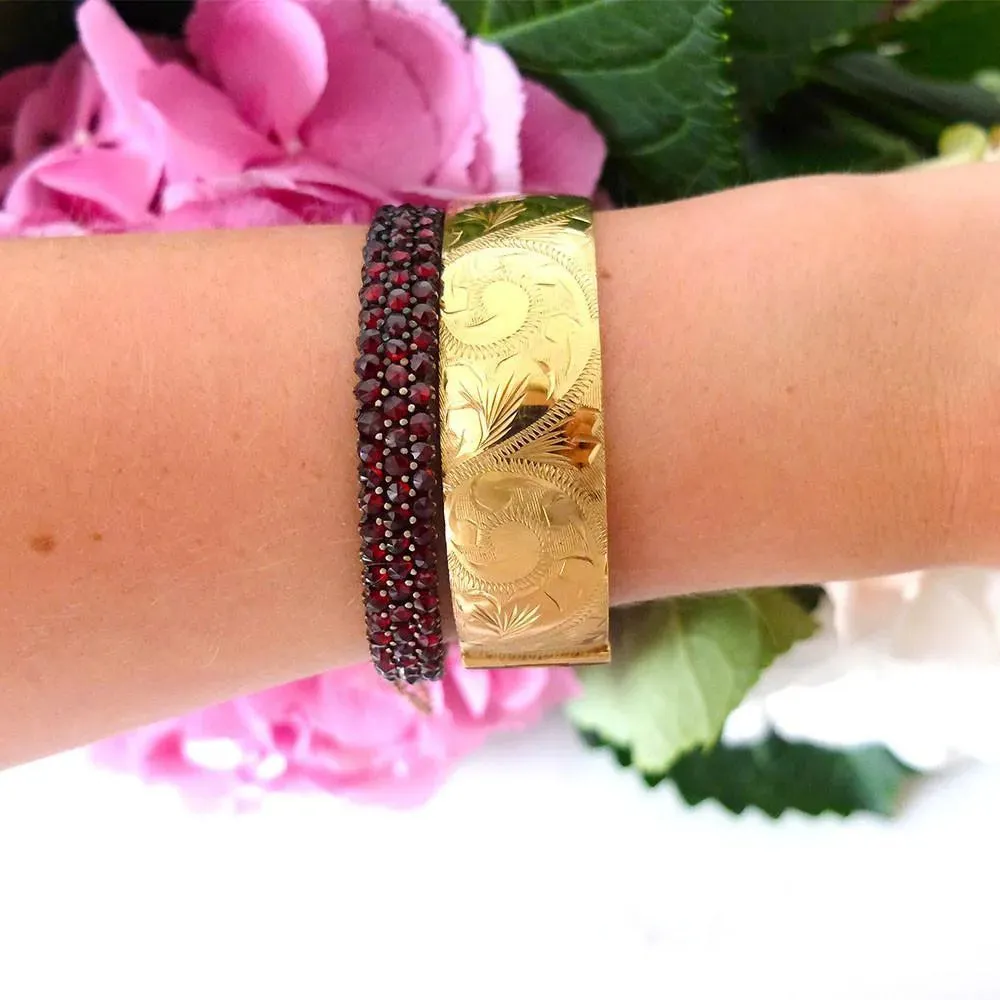 Antique Victorian Garnet Bangle Bracelet