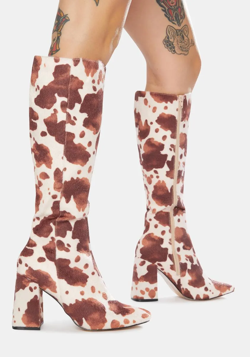 Apology Cowhide Knee High Boots