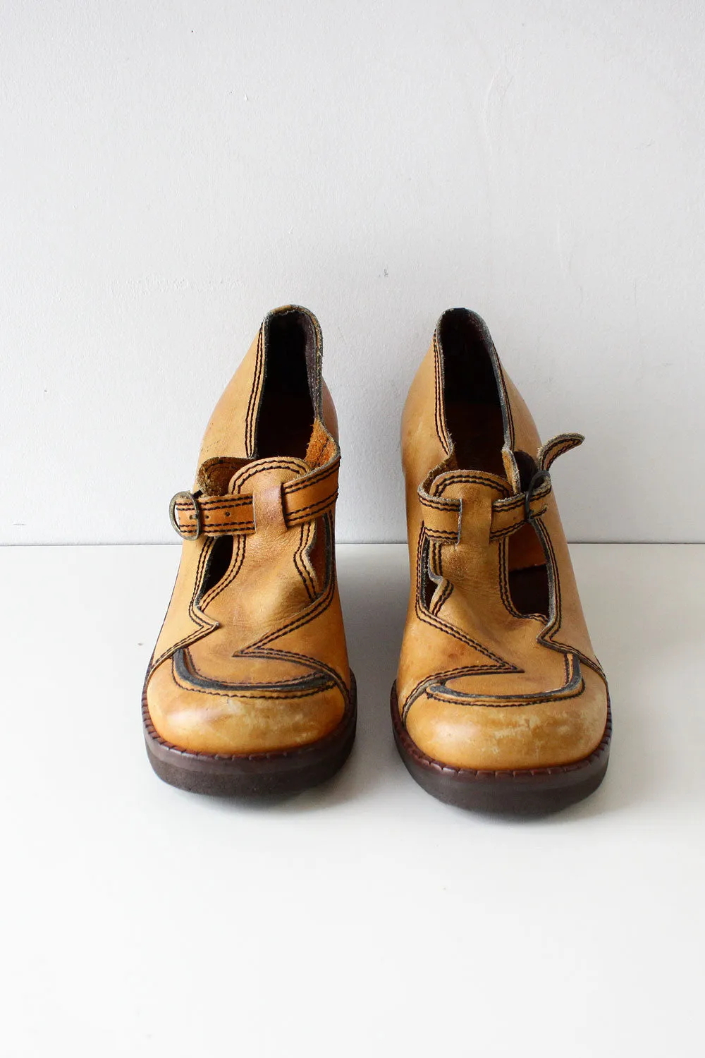 Ashbury Leather Wooden Wedges 8