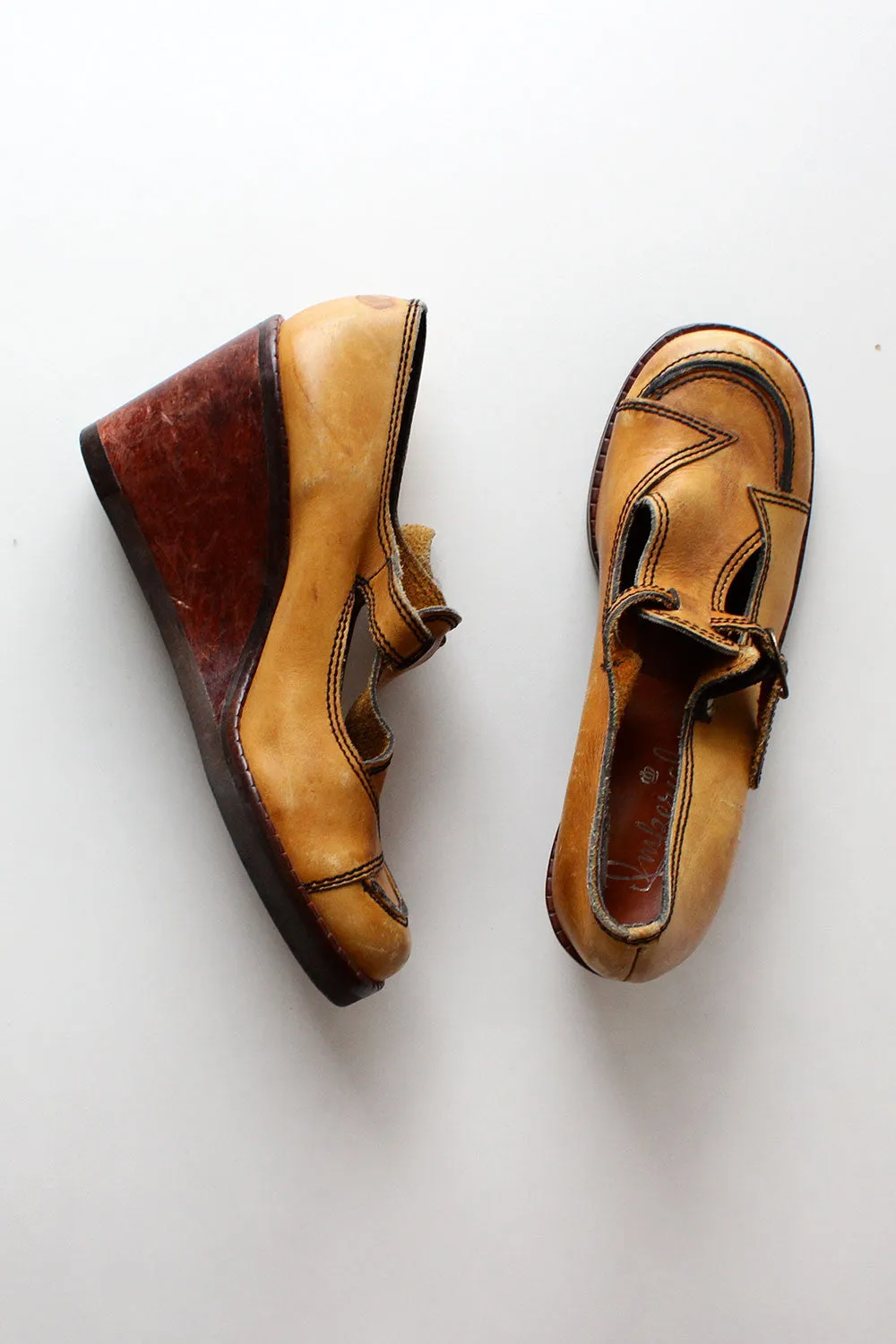 Ashbury Leather Wooden Wedges 8