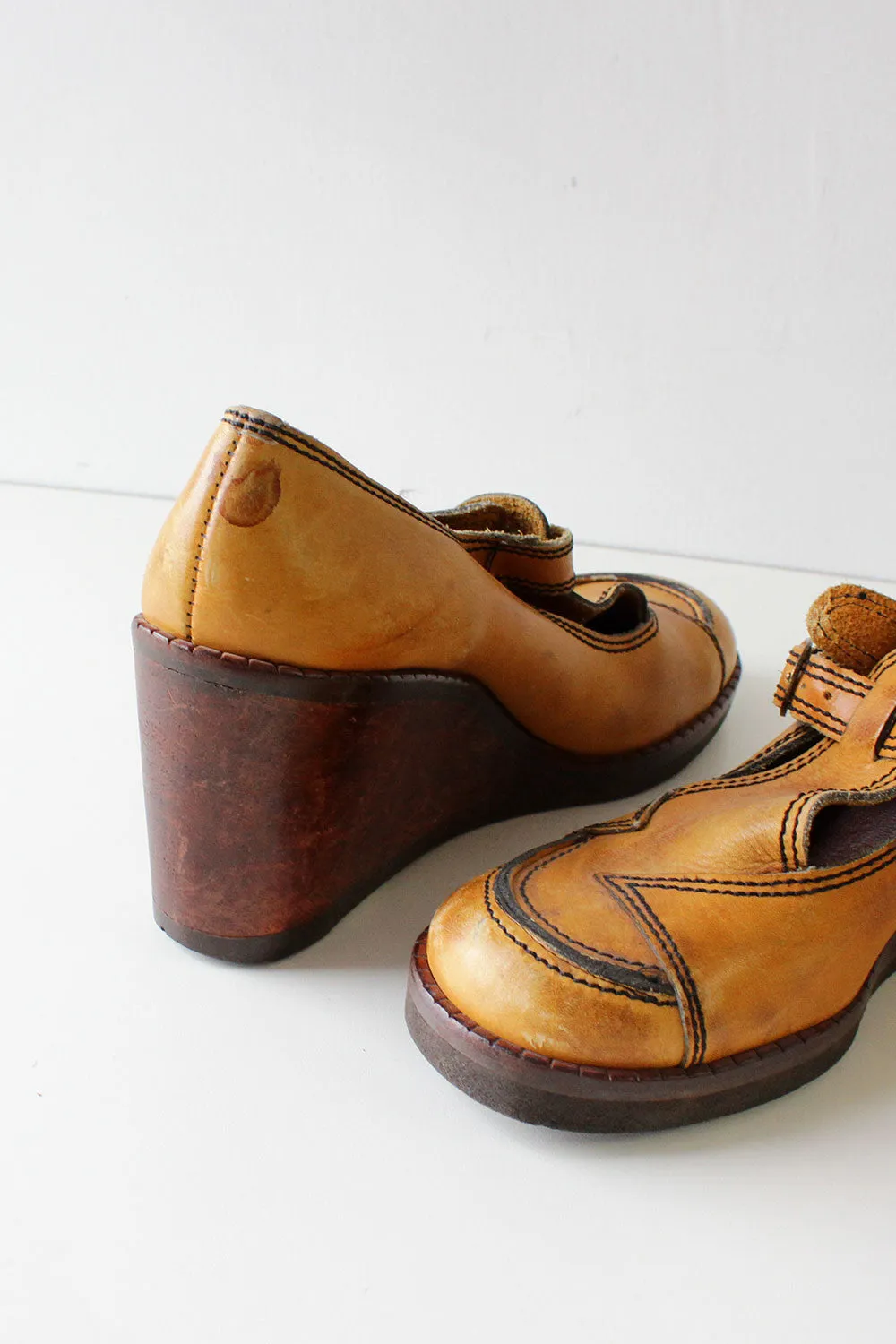 Ashbury Leather Wooden Wedges 8