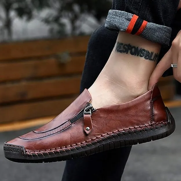 Asifn Men Casual Leather Loafers Summer Walking Shoes Fashionable Boat Moccasins Slip on Comfortable Driving Footwear