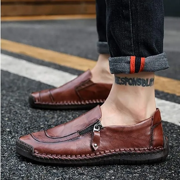 Asifn Men Casual Leather Loafers Summer Walking Shoes Fashionable Boat Moccasins Slip on Comfortable Driving Footwear