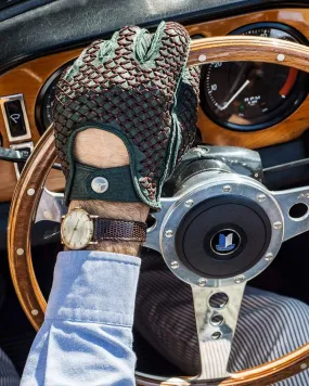 BESPOKE - Peccary Leather Driving Gloves - Dark Green/Conker