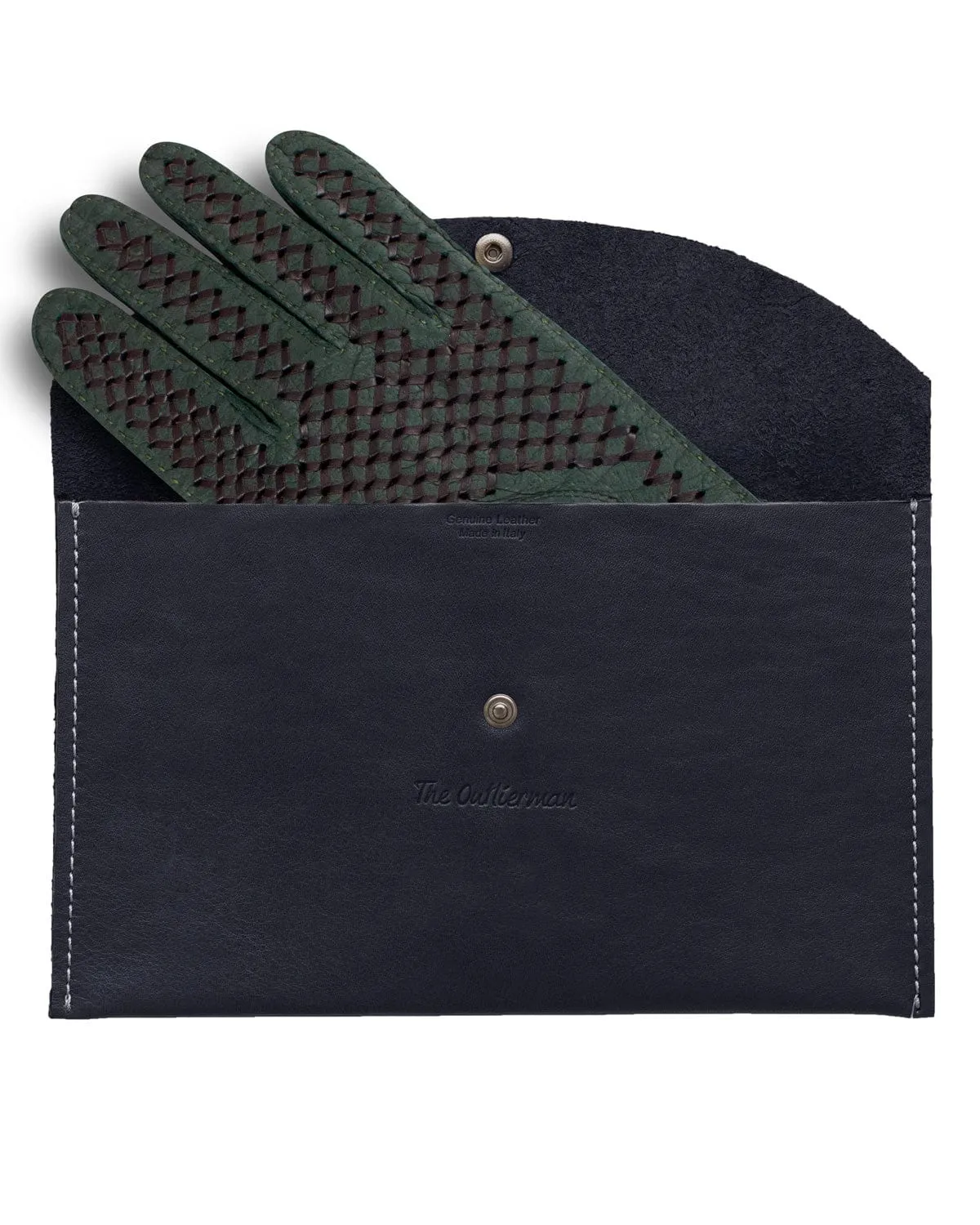 BESPOKE - Peccary Leather Driving Gloves - Dark Green/Conker