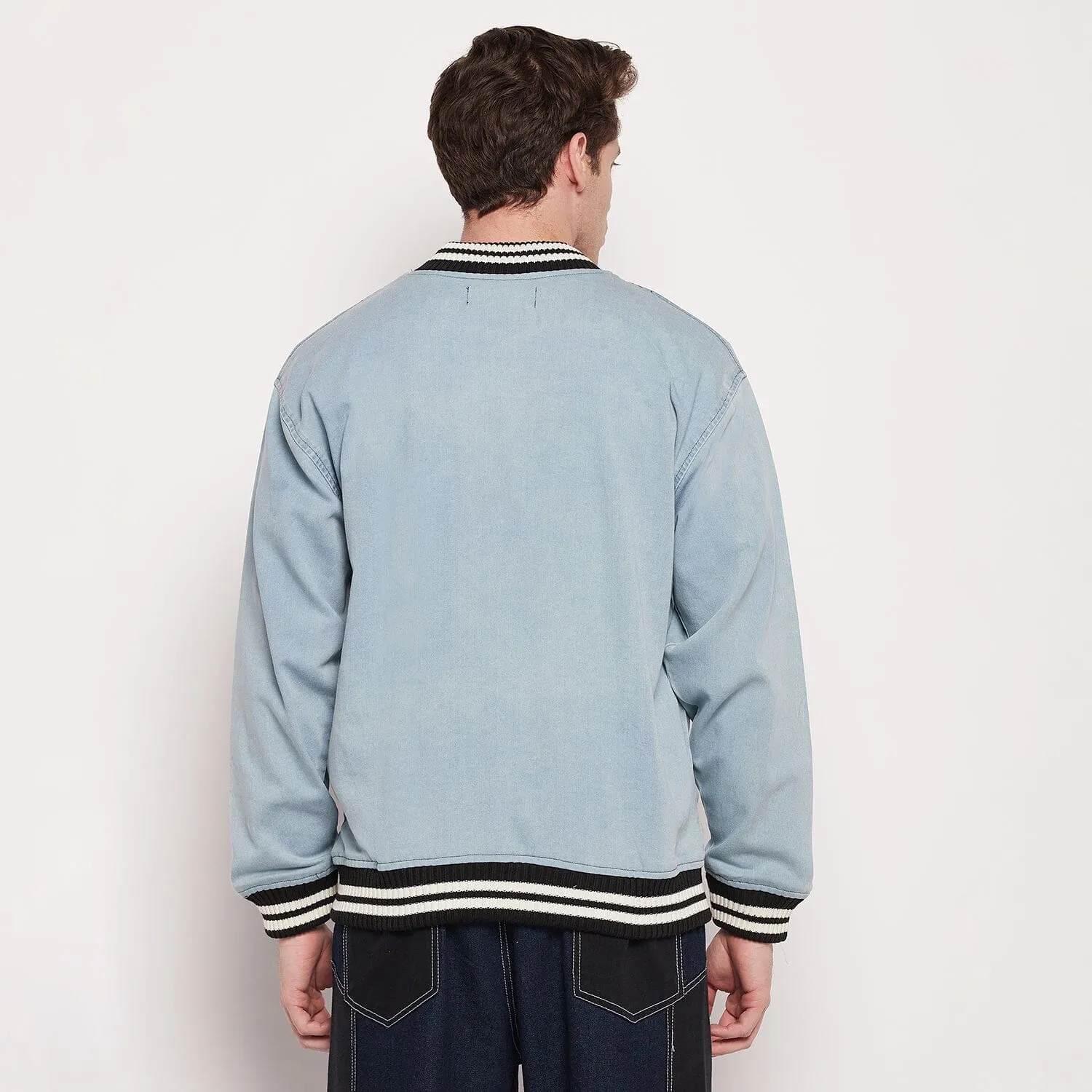 Blue Denim Varsity Jacket