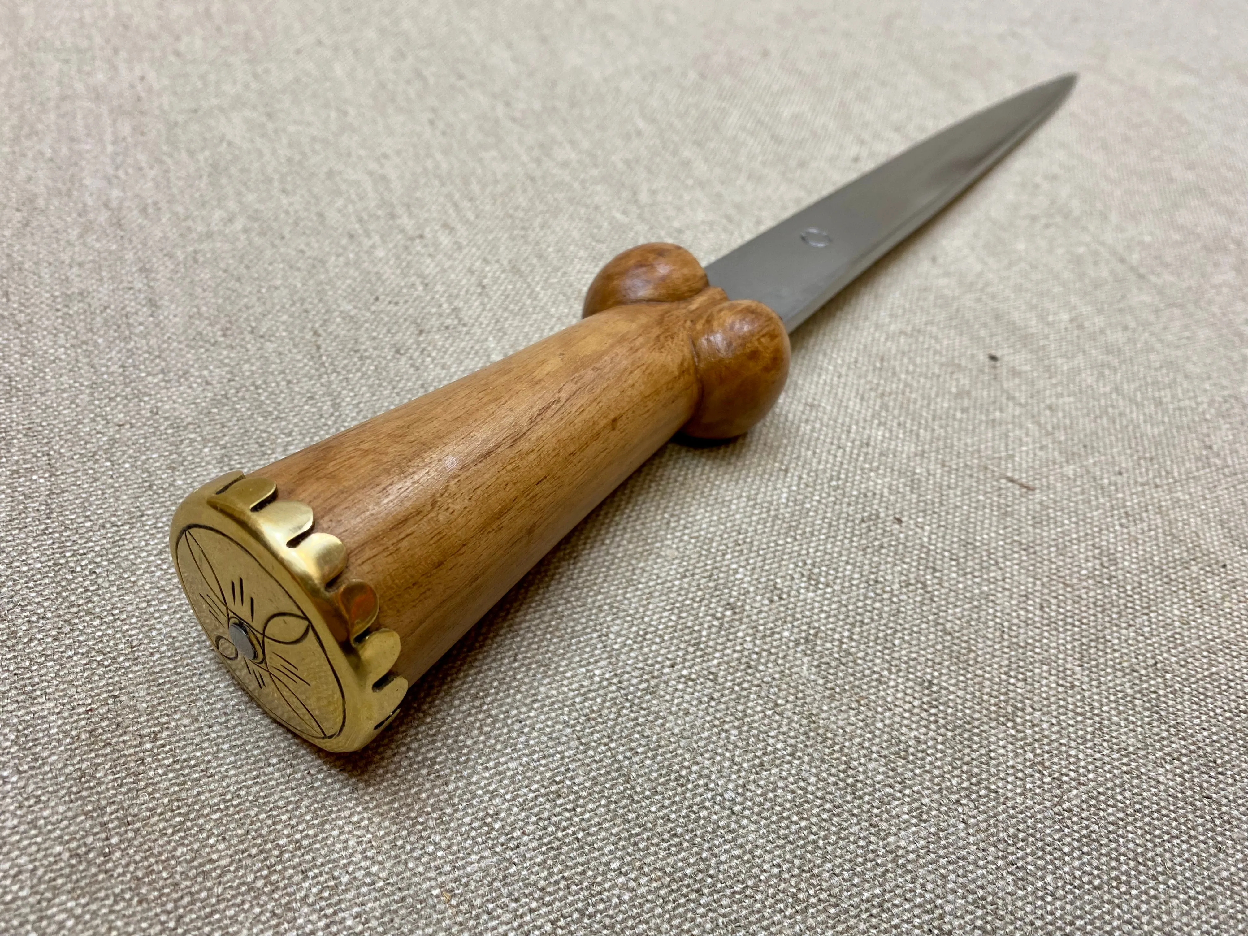 Brass capped medieval bollock dagger 14thC