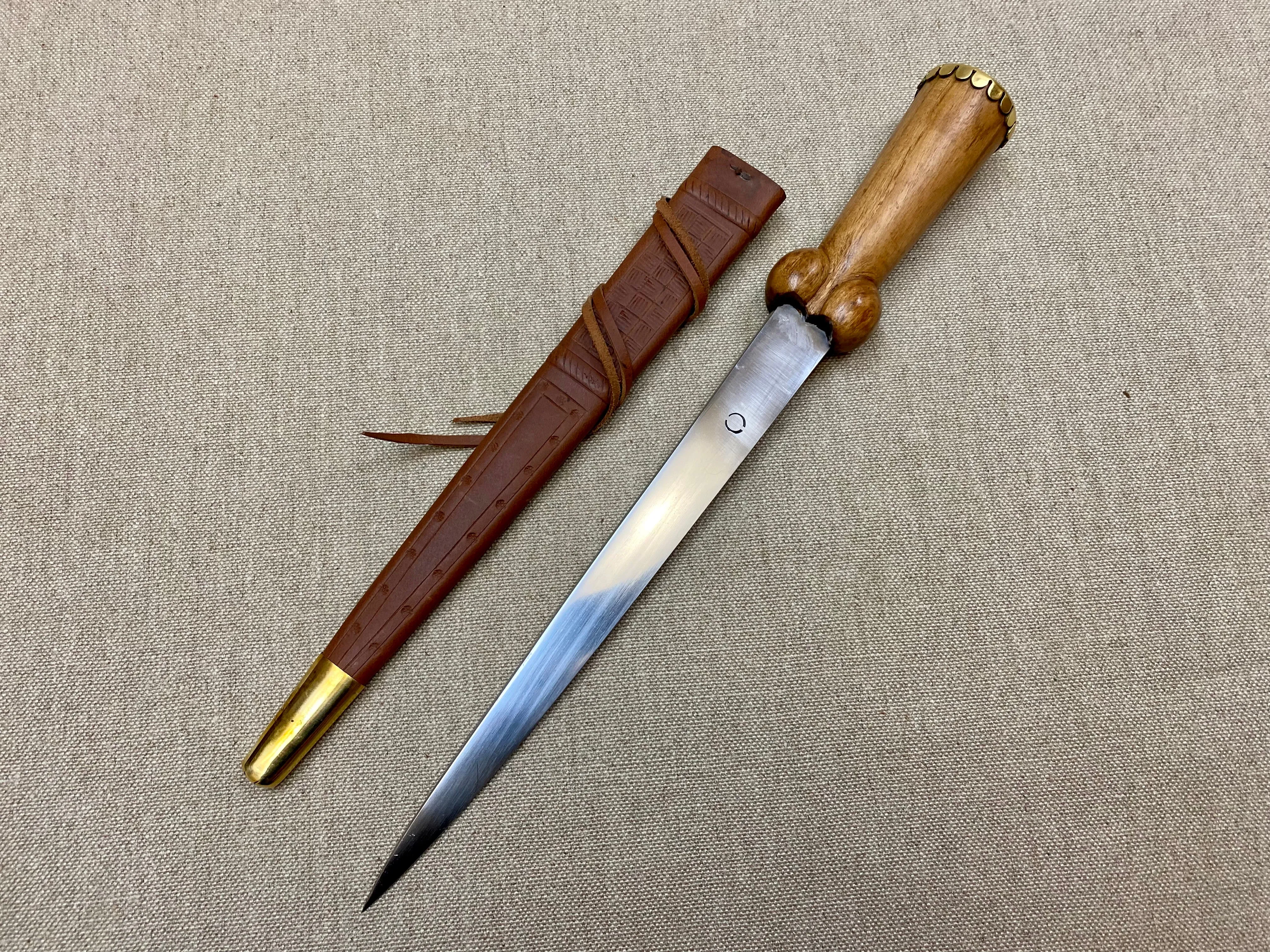 Brass capped medieval bollock dagger 14thC