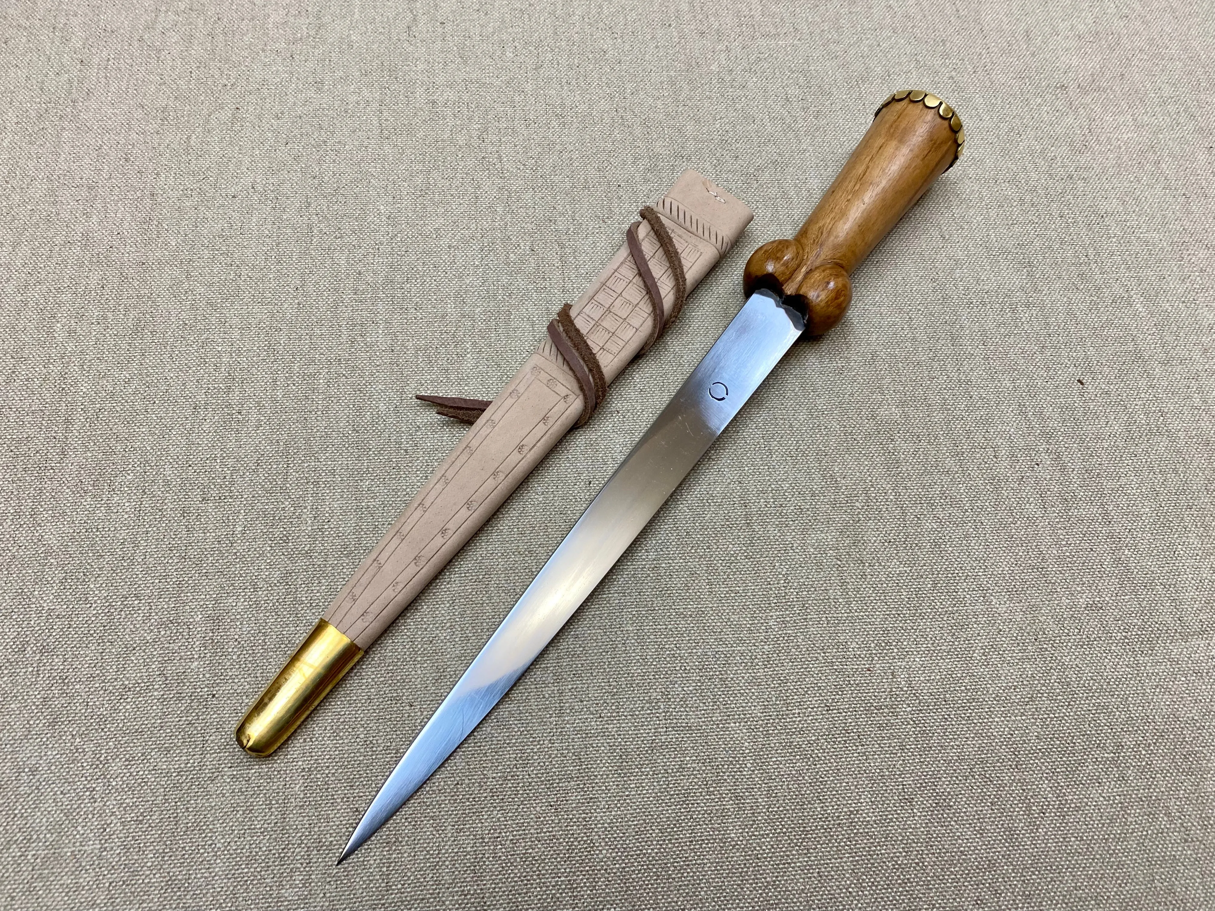 Brass capped medieval bollock dagger 14thC