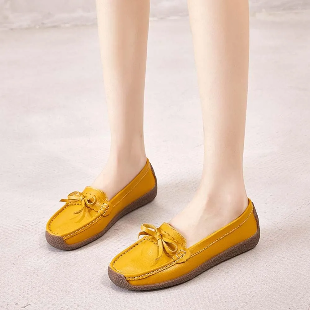 Casual Genuine Leather Comfortable Lightweight Driving Moaccasins Classic Fashion Buckle Slip On Ladies Driving Loafer Flat Shoes