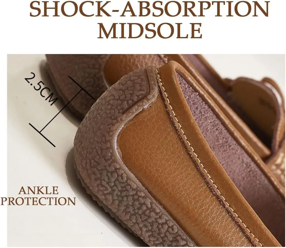 Casual Genuine Leather Comfortable Lightweight Driving Moaccasins Classic Fashion Buckle Slip On Ladies Driving Loafer Flat Shoes
