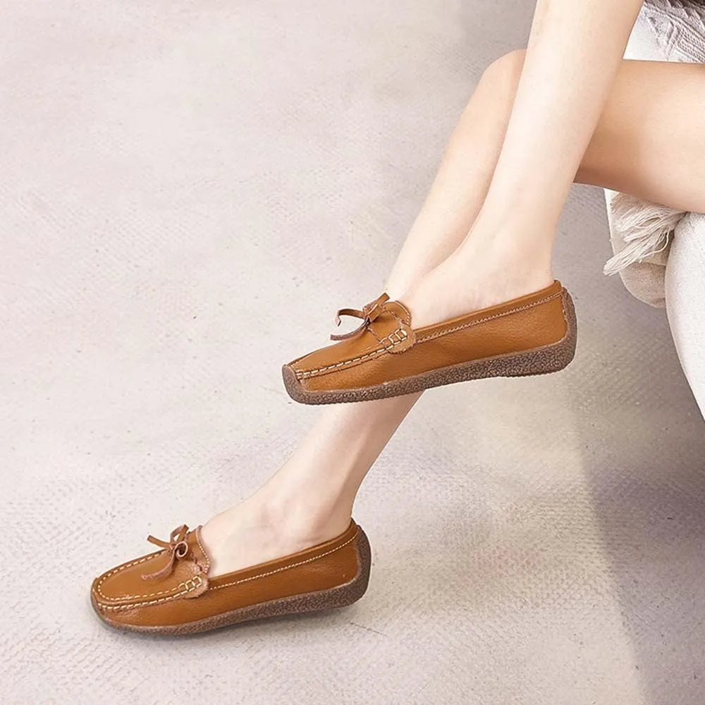 Casual Genuine Leather Comfortable Lightweight Driving Moaccasins Classic Fashion Buckle Slip On Ladies Driving Loafer Flat Shoes