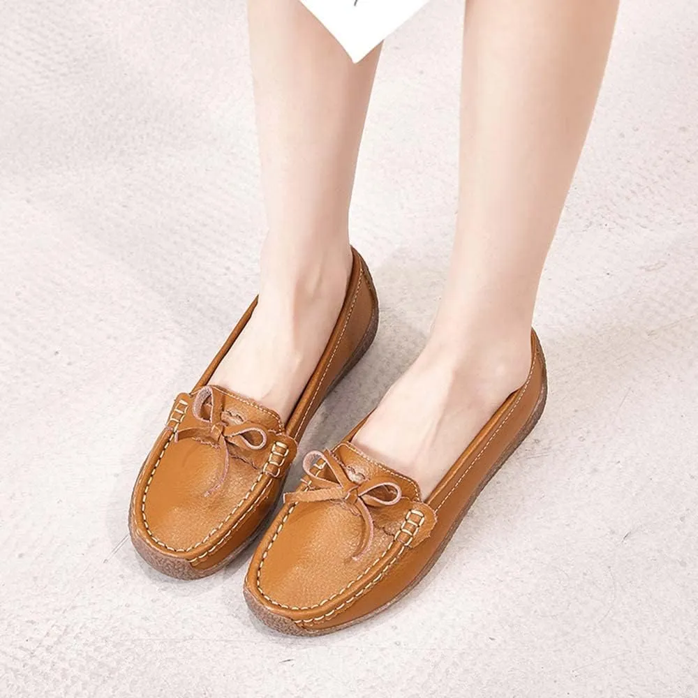 Casual Genuine Leather Comfortable Lightweight Driving Moaccasins Classic Fashion Buckle Slip On Ladies Driving Loafer Flat Shoes