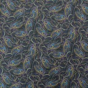 Deadstock Liberty Cotton Lawn - Isadora Black - Peacock Feather Print