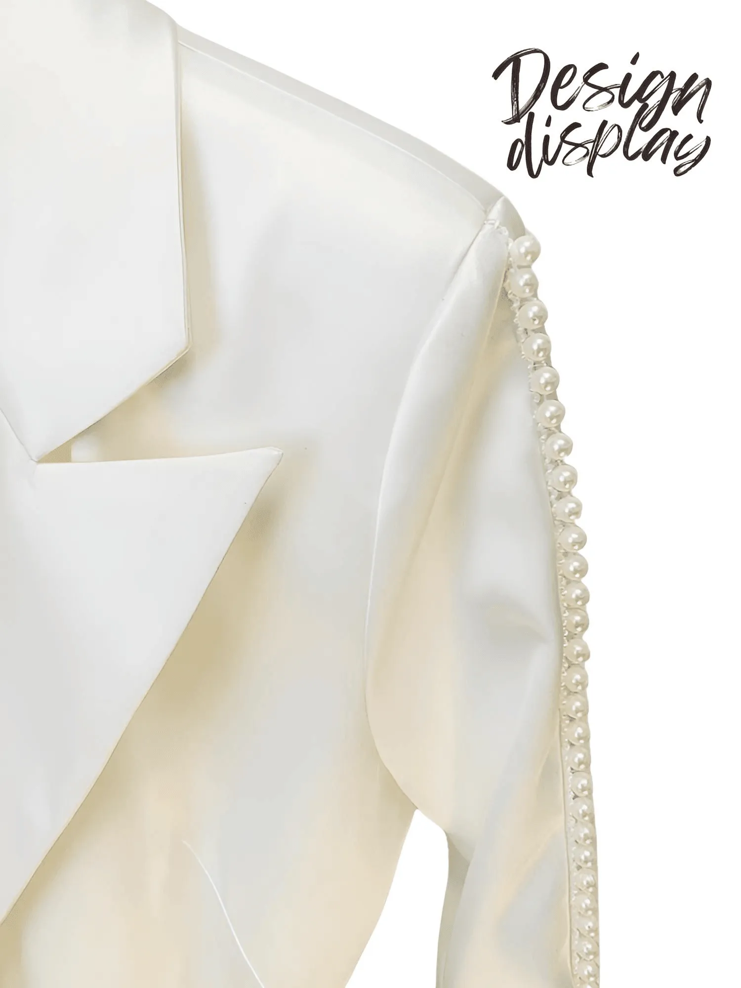 Designer Runway Fashion Women's Hollow Out Pearl Blazer Pant Set