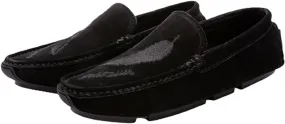 Driving Moccasins Smoking Loafer for Men Genuine Leather Round Toe Leaf Embroidery Perforated Faux Fur Lined Option Comfortable Soft Flat Heel for Any Attire