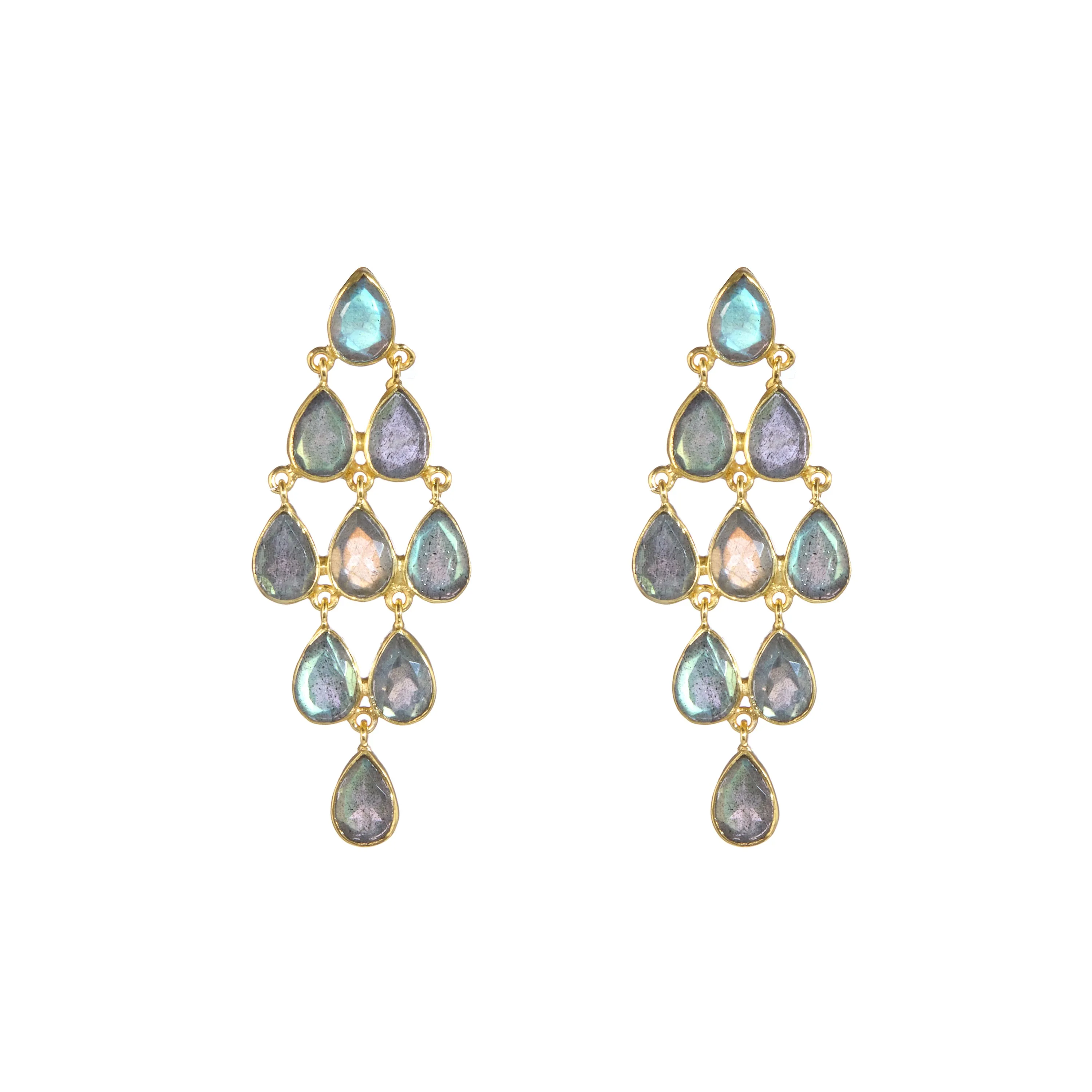Earrings - Large Raindrop in Labradorite