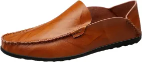 Easy to Put and Remove Shoes Smoking Loafer for Men Genuine Leather Round Toe Stitching Details Classic Resistant Soft Comfortable Driving Slip On for All Occasions