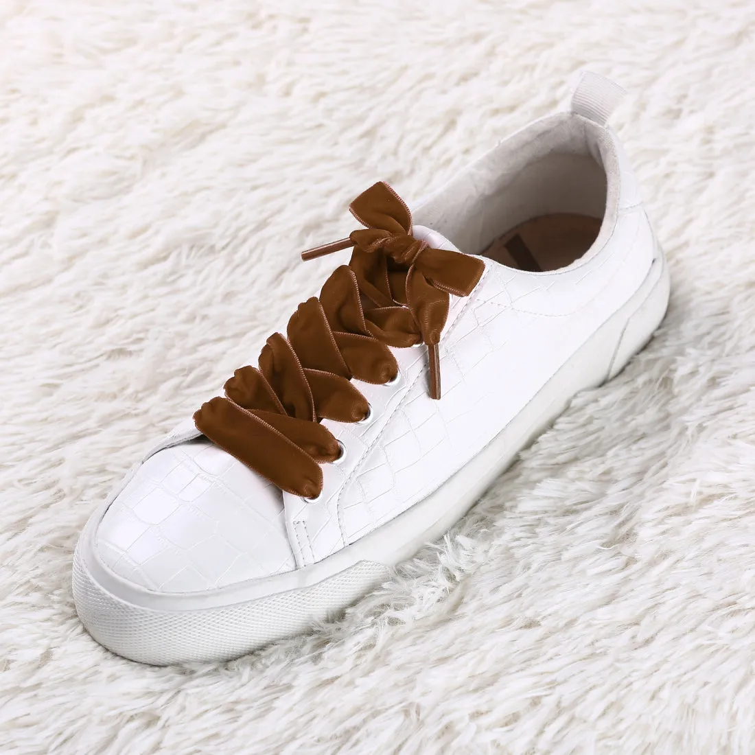 Flat Velvet Shoelaces 0.6 Inches Wide Ribbon Sneakers Strings