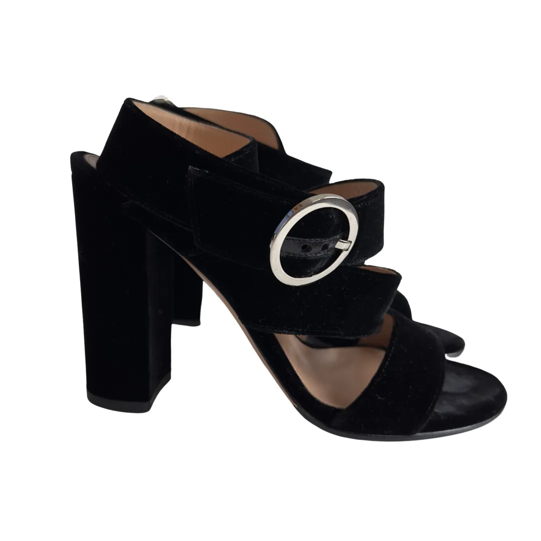 Gianvito Rossi Black Velvet Block Heels
