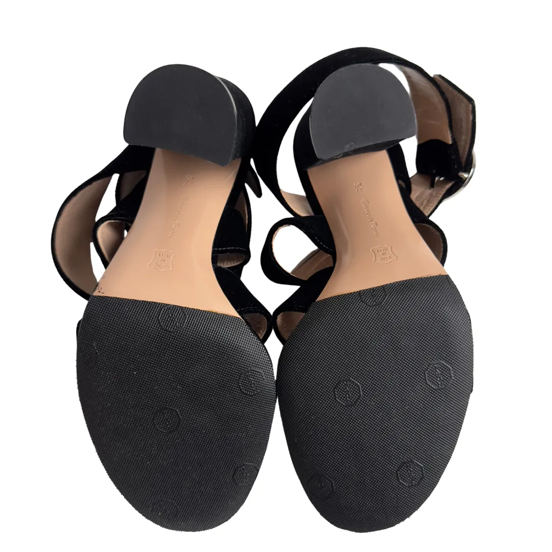 Gianvito Rossi Black Velvet Block Heels