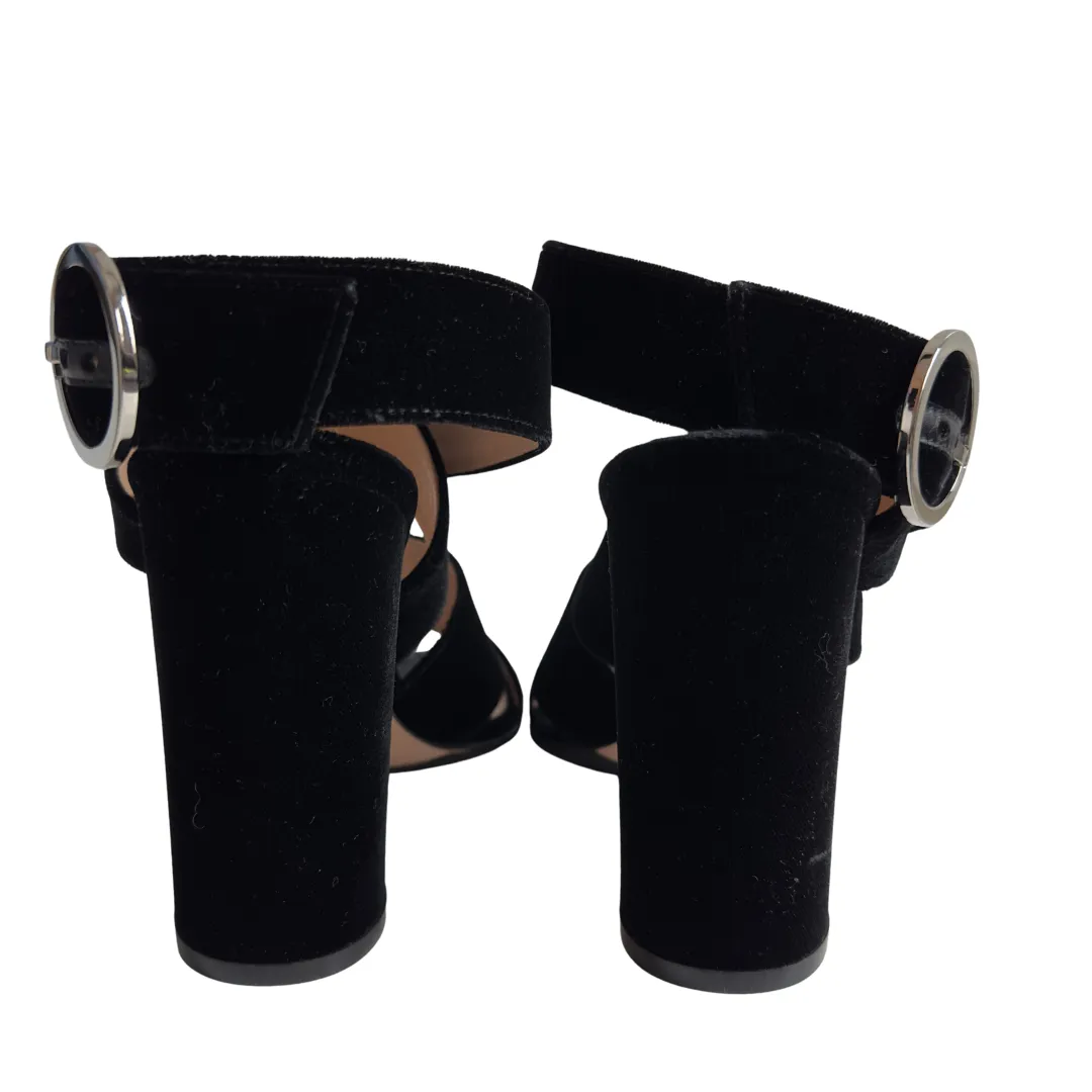 Gianvito Rossi Black Velvet Block Heels