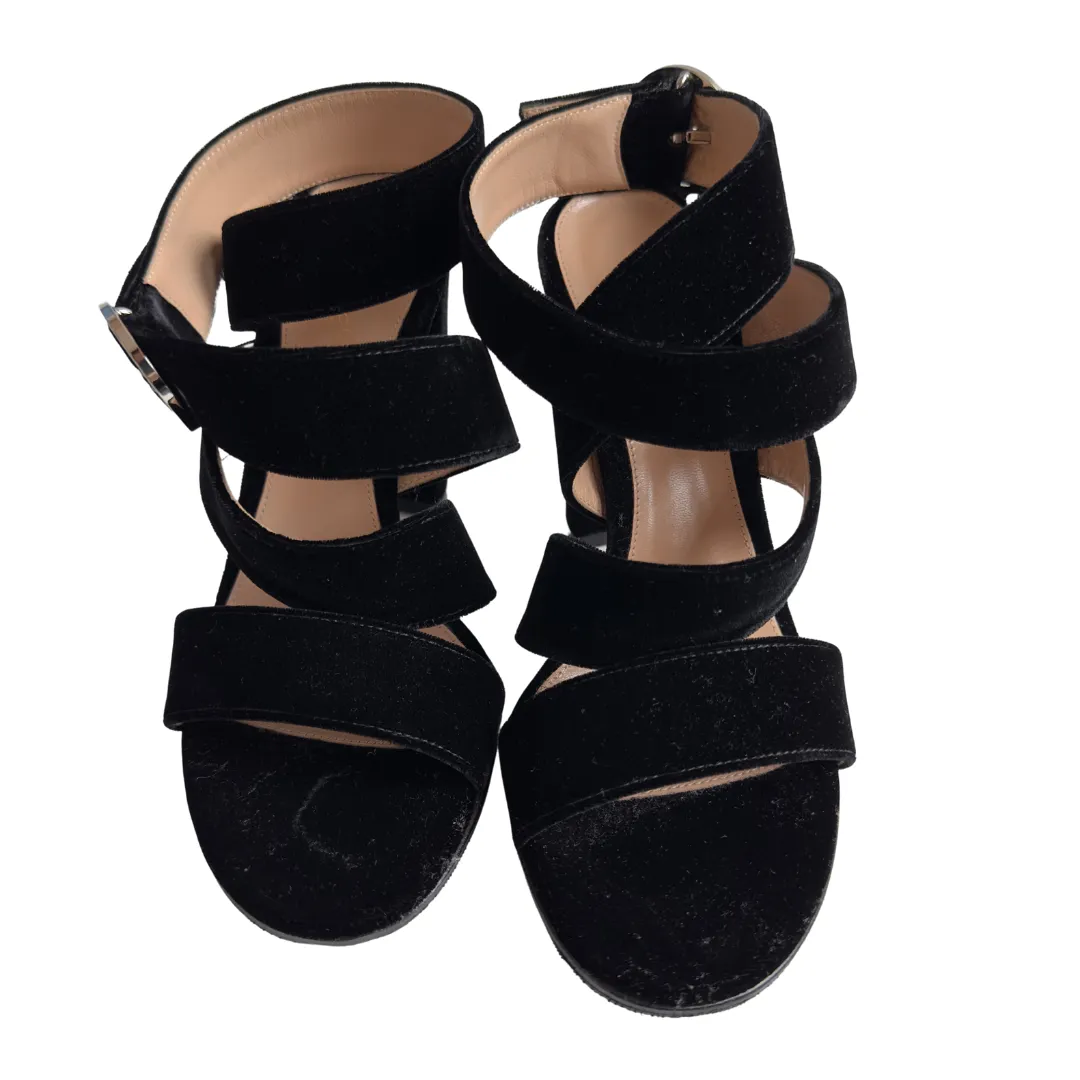Gianvito Rossi Black Velvet Block Heels