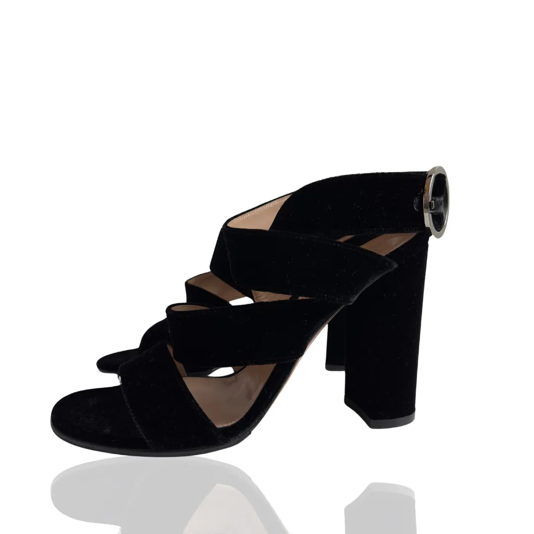 Gianvito Rossi Black Velvet Block Heels