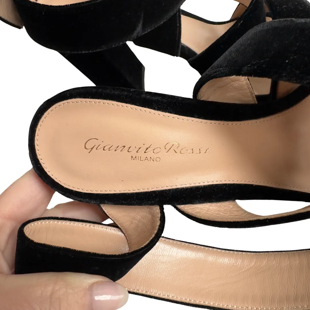 Gianvito Rossi Black Velvet Block Heels