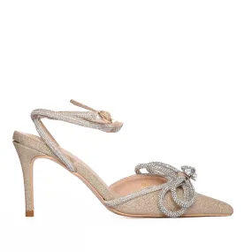 Gold Glitter Rhinestone High Heel Sandals | 449L-X