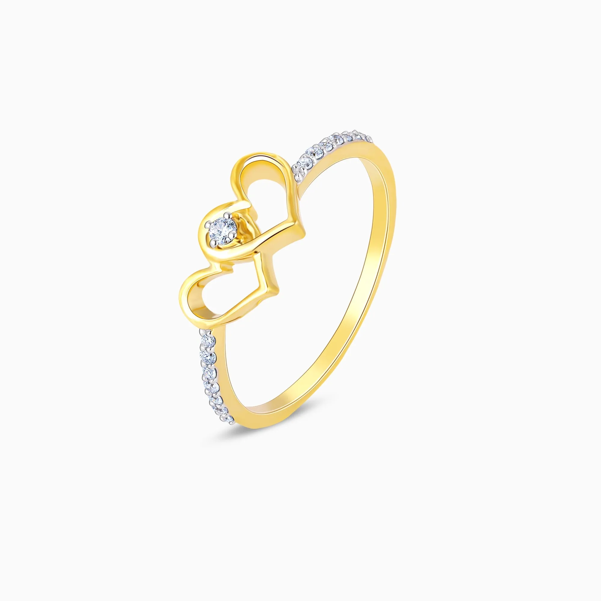 Gold Twin Hearts Diamond Ring