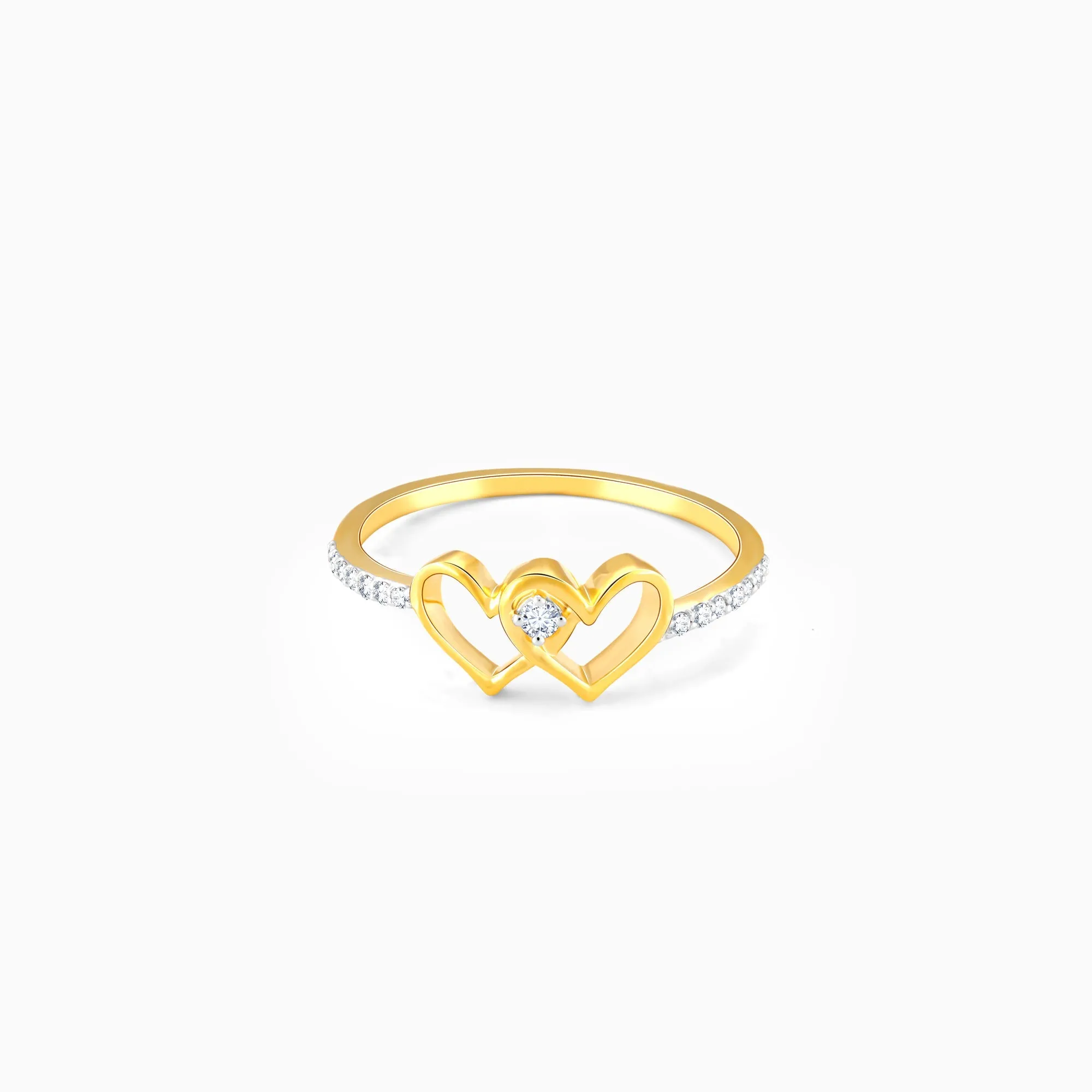 Gold Twin Hearts Diamond Ring
