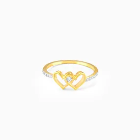 Gold Twin Hearts Diamond Ring