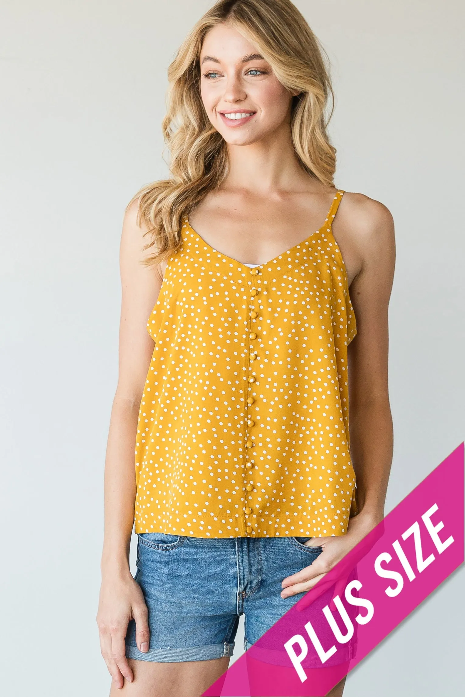 HI Curvy Plus Size Women Polka Dot Cami Top