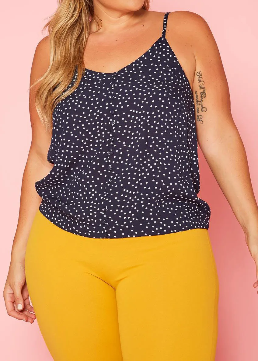 HI Curvy Plus Size Women Polka Dot Cami Top