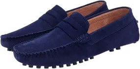 HOOENG Mens Shoe Men's Loafers Driving Penny Loafers Simple Solid Colors Suede Vamp Comfortable Flat Heel Resistant Lightweight Prom Slip On (Color : Blue, Size : 9)
