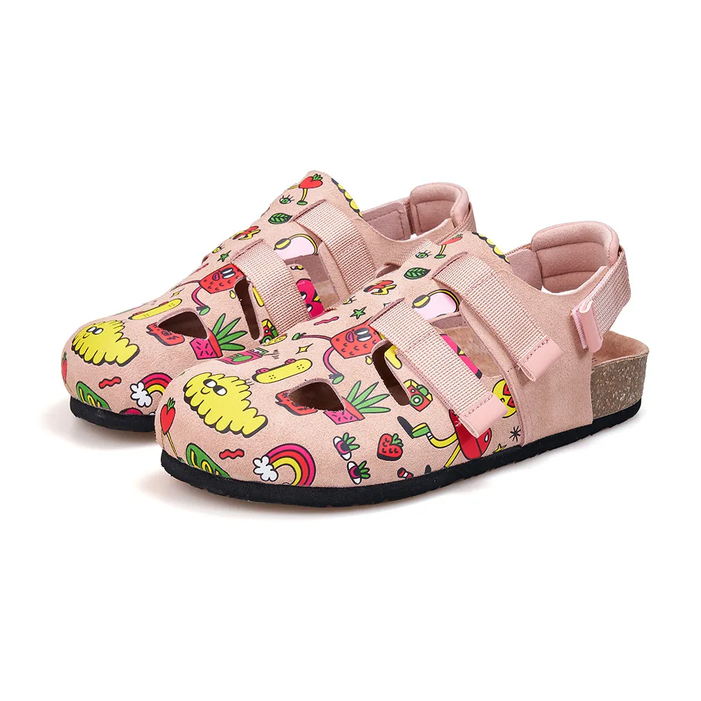 JOY&MARIO Women’s Slip-On Printed Cow Suede Birken Shoes in Camel-77256W