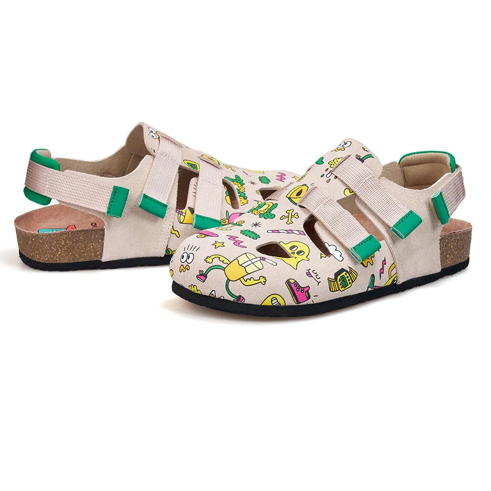JOY&MARIO Women’s Slip-On Printed Cow Suede Birken Shoes in Camel-77256W