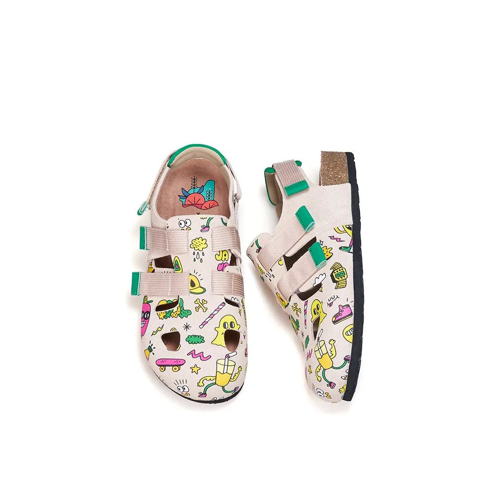 JOY&MARIO Women’s Slip-On Printed Cow Suede Birken Shoes in Camel-77256W